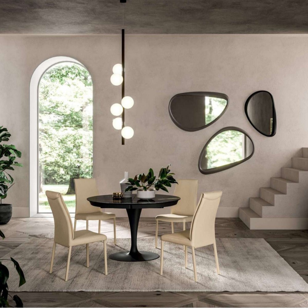 Mesa de comedor telescópica de estilo crema Mesa de comedor de placa de roca redonda de tamaño pequeño Mesa de comedor multifuncional de doble uso cuadrada y redonda invisible plegable