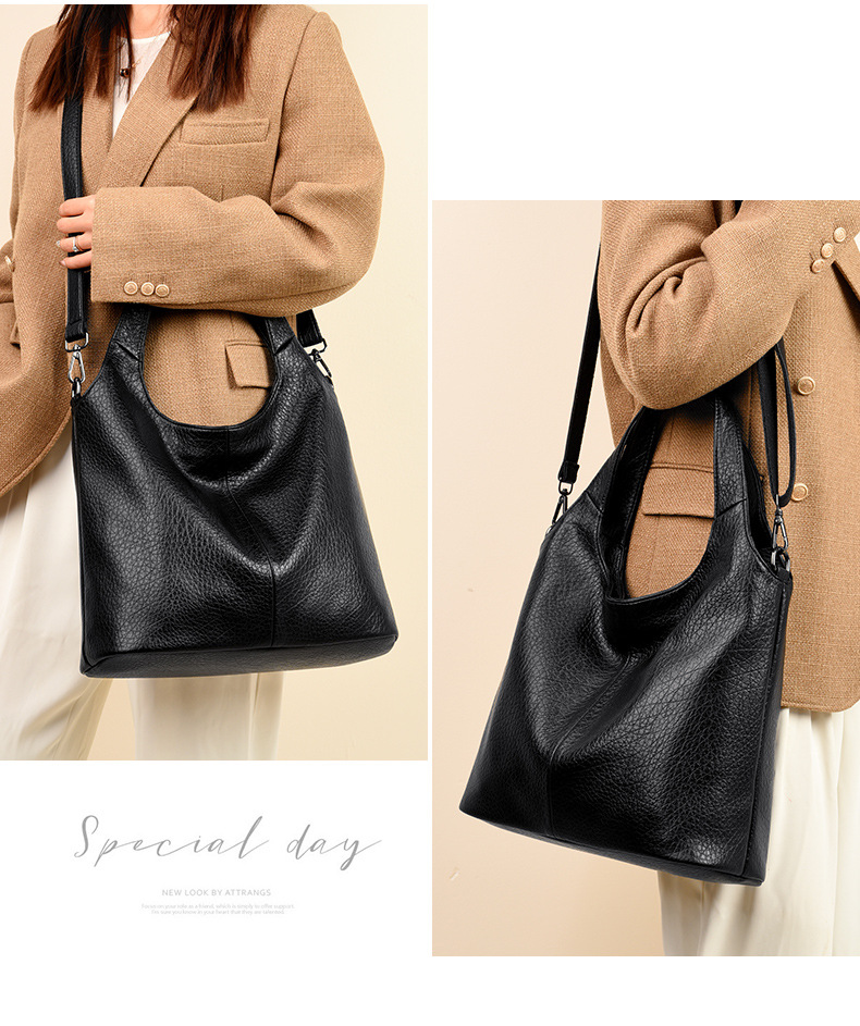 Borsa da donna, borsa nera grande, nuova borsa tote da donna, borsa versatile sotto le ascelle, borsa a tracolla monospalla di grande capacità_voghion.com