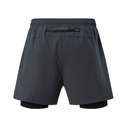 2024 Summer New Men's Running Shorts Track Pants False Two-Piece Fitness Pants Quick-Drying Training Pants with Pockets