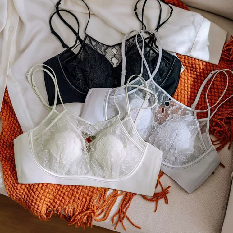 Ultra thin sexy underwear, lace bra top, french style, V-neckline, beautiful back