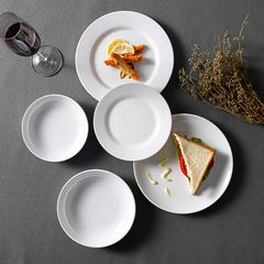 Melamine white round plate imitation porcelain food cover Western dinner plate hot pot self-service round fast food plate flat plate wholesale