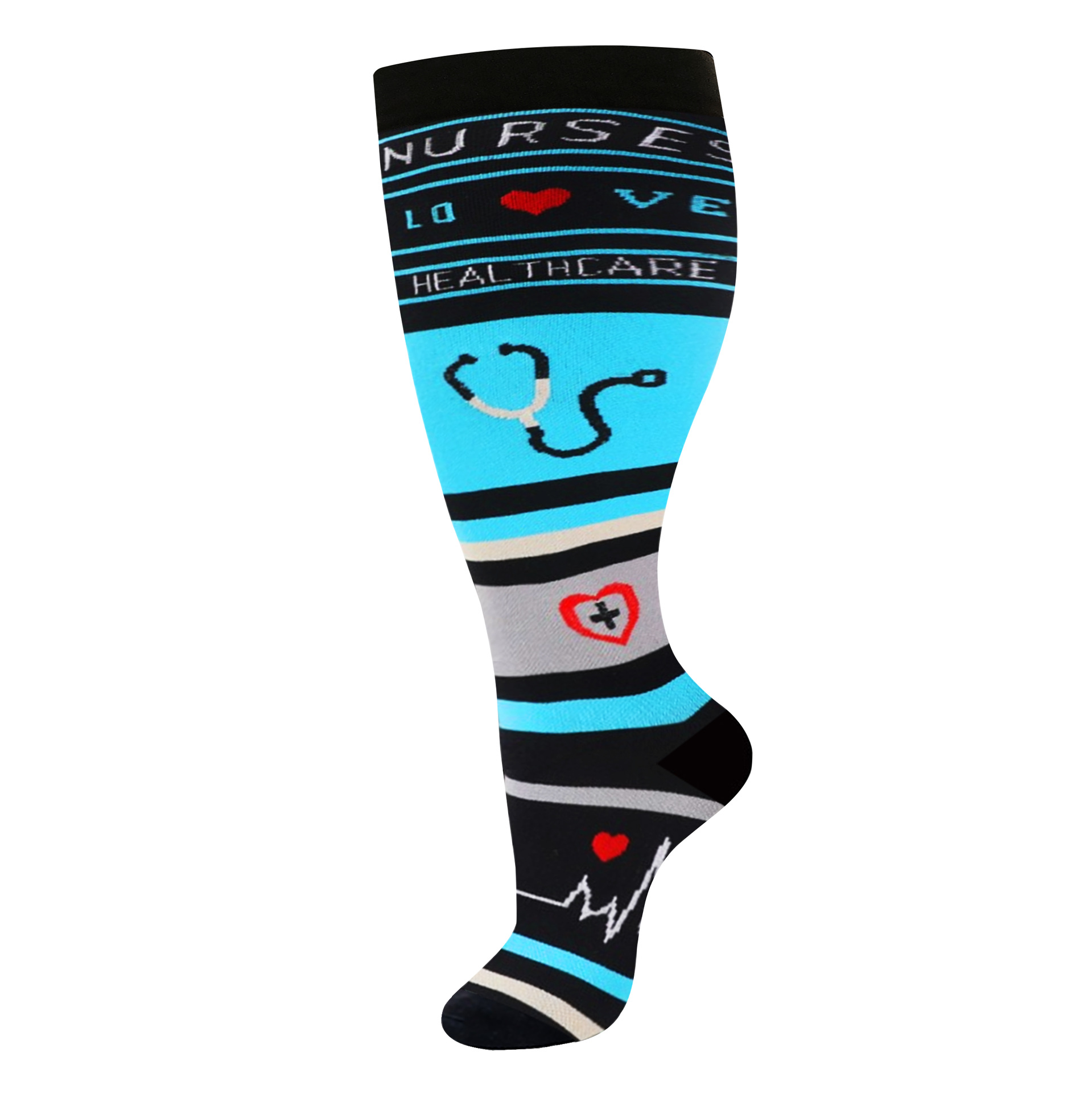 体型の大きい方のための越境加圧スポーツソックス、太った方のための膝上丈のロングソックス、強力な圧縮弾性の肥満者用スポーツソックス