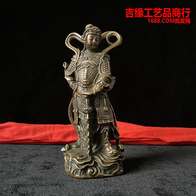 仿古关公韦陀铜像摆件家居装饰品工艺品摆伟陀站像