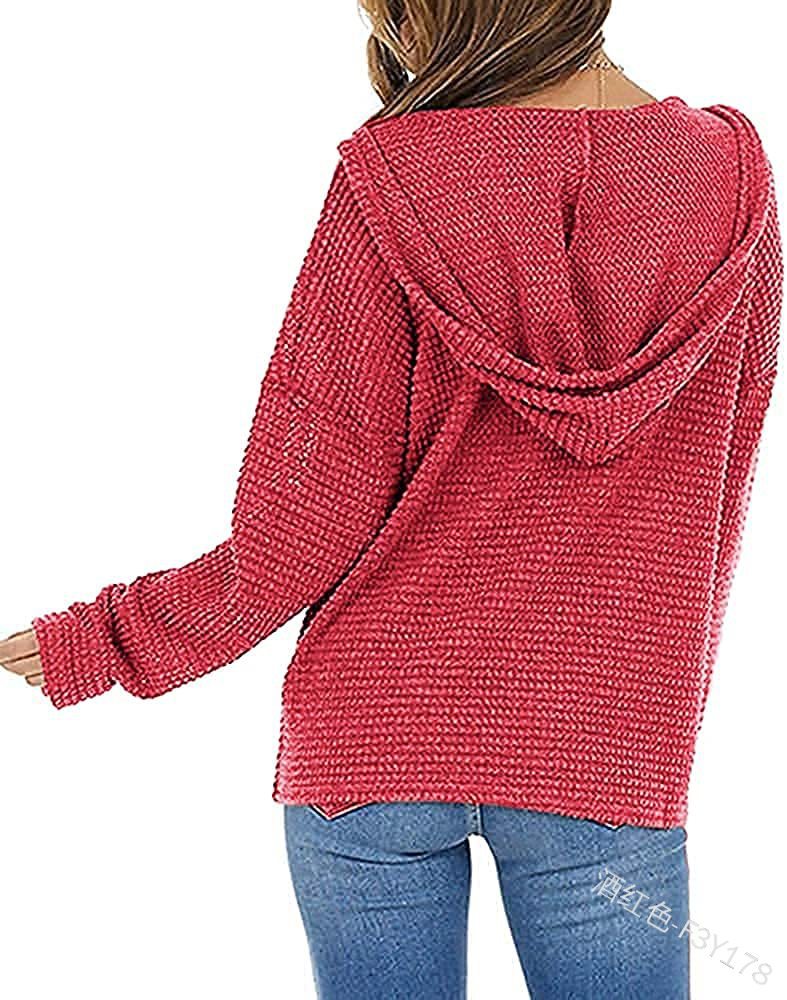 Europa y América transfronteriza nueva ropa de mujer moda de verano color sólido con capucha suéter con cordón manga larga cremallera piña Plaid abrigo de mujer
