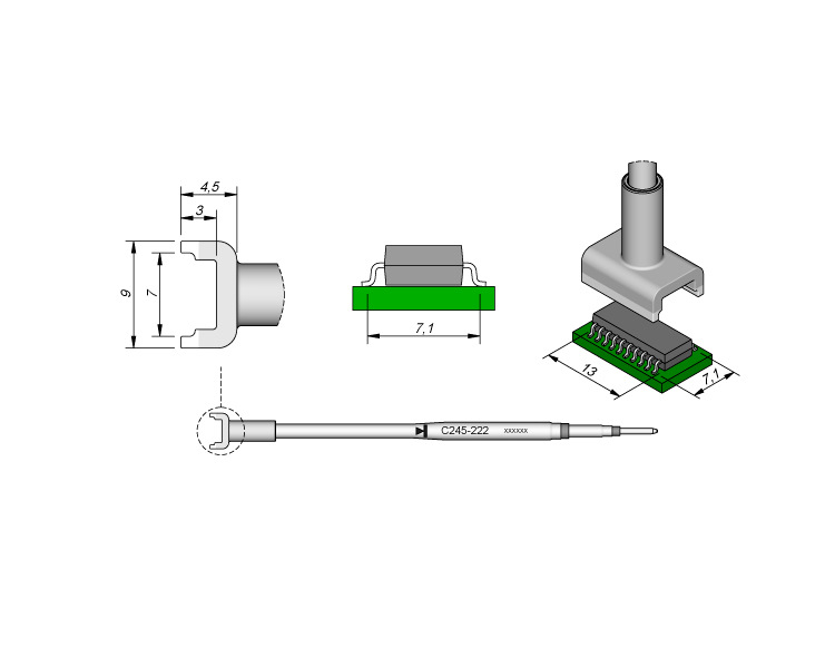 西班牙 JBC C245222 双列烙铁头7,1 X 13,0 C245-222