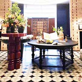 酒店前台桌子大堂花台办公大圆桌售楼处端景台会所台装饰摆台颜色