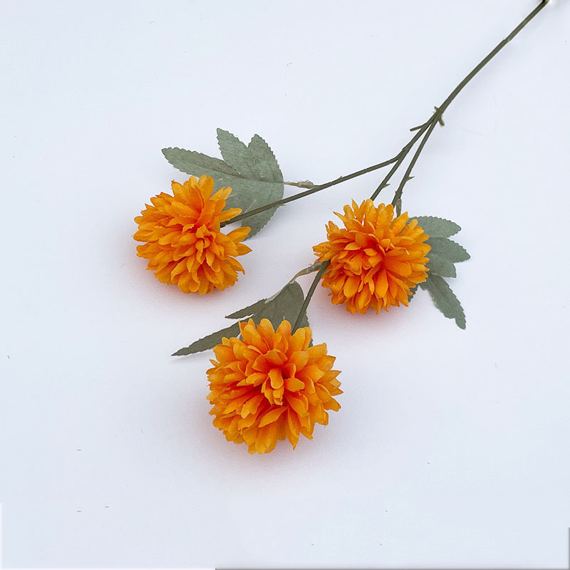 Crisantemo a 3 teste, palla di spine a 5 teste, guida per la strada del matrimonio, fila di fiori, decorazione di base, 9 teste_voghion.com