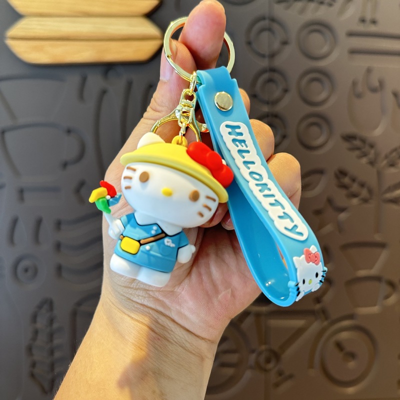新しい着せ替えハローキティ漫画キーホルダーかわいいサンリオカップルスクールバッグペンダント車のキーチェーン|undefined