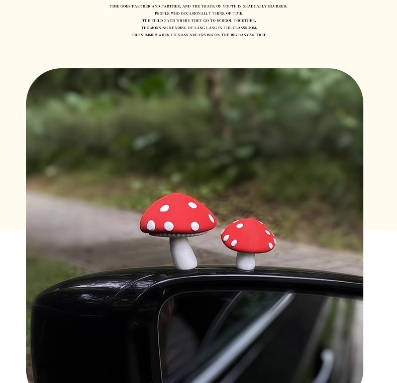 "Little Mushroom" Healing Car Interior Decoration Ornaments 2025 New Car Goods Car Center Console Decompression