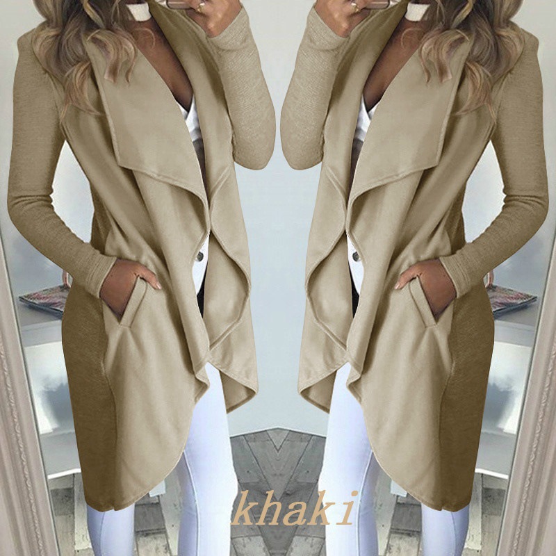 Women's Fashion Solid Color Patchwork Placket Coat Trench Coat display picture 2