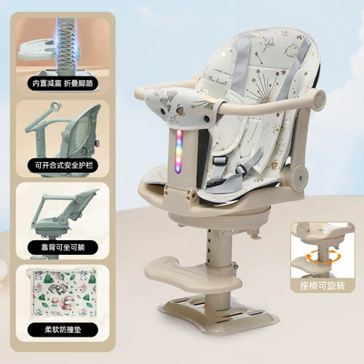 Electric Vehicle Front Child Electric car child seat - 616-white-rotation-light-music-reclining-rotation-cushion