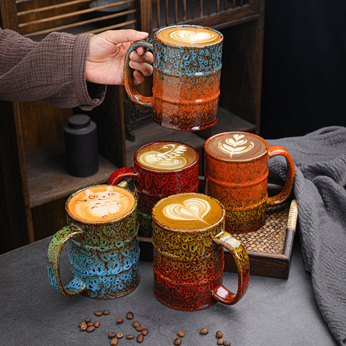 Cross-border hot selling kiln oil barrel cup large capacity ceramic mug creative coffee cup personal water cup small wholesale