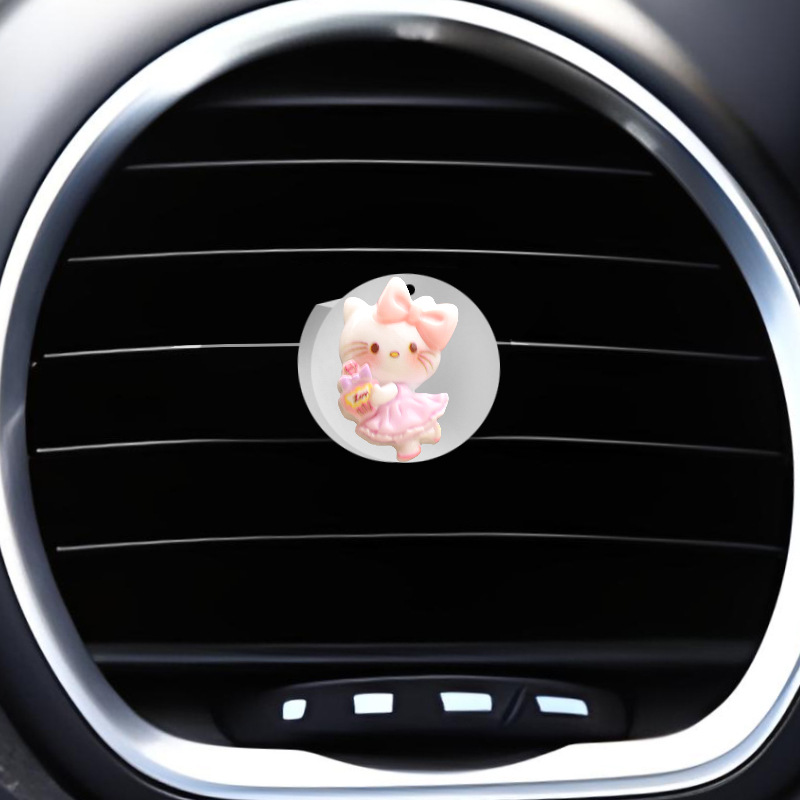 Clip de salida de aire de coche pequeño gato resina aromaterapia de coche perfume de coche adornos de dibujos animados accesorios de decoración suministros de coche