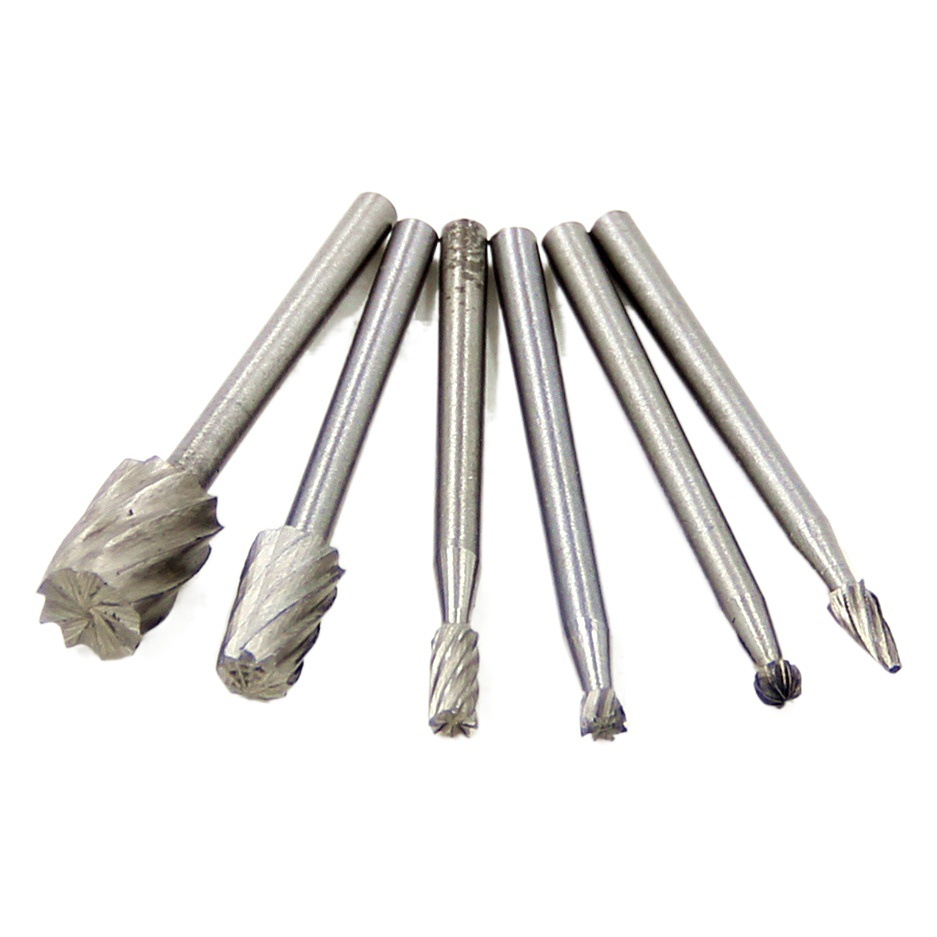 6 Unid carpintería de acero de alta velocidad tamaño pequeño archivo rotatorio molienda cabeza DIY carpintero molienda recorte herramienta eléctrica traje