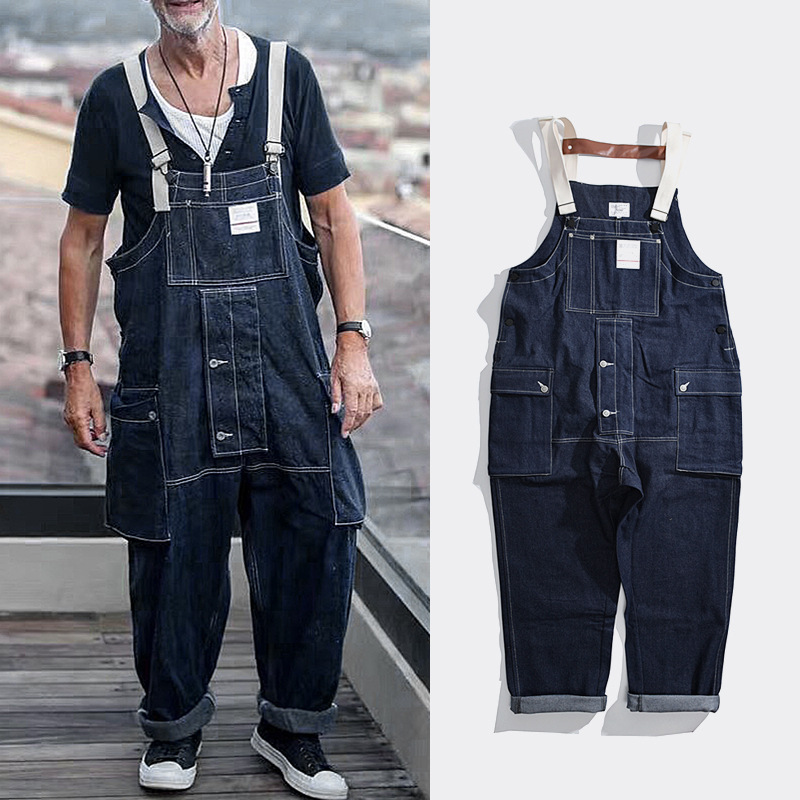 2025 Reverse Craftsman Cross-Electric Trendy Brand One-Piece Loose Dad Pants Couple Suspenders Jeans Overalls Overalls Men's Trendy