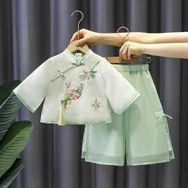 女童汉服新中式民国风超仙两件套套装女宝宝春秋季阔腿裤古风唐装