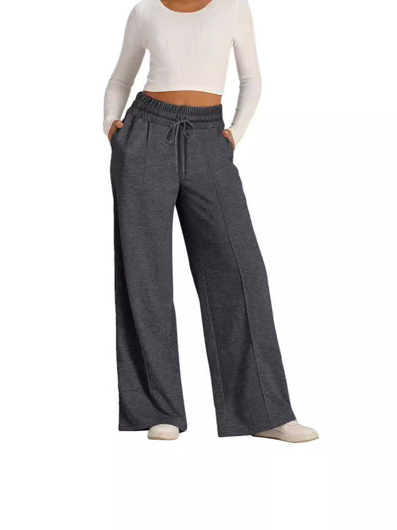 Cross-border Aliexpress Amazon cintura alta piernas anchas pantalones midline Sweatpants casual trooping pantalones deportivos mujeres