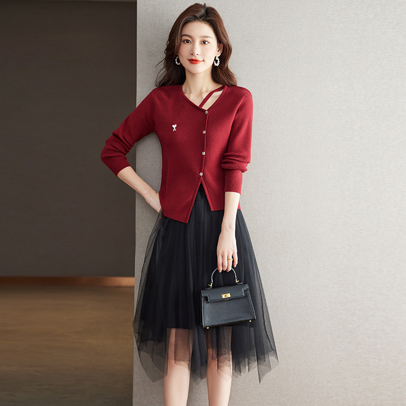 Autumn design elegant knitted dress