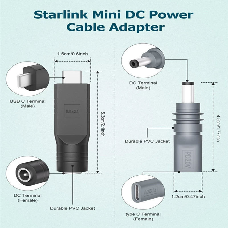 PD-адаптер-ловушка 20В gen3 mini 100W DC5521 на Type-C, адаптер питания