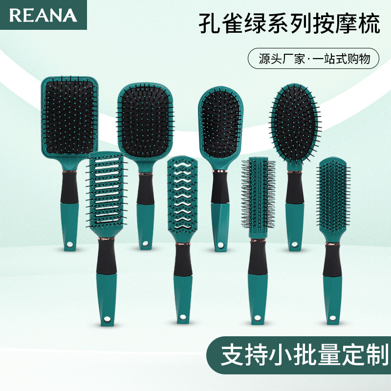Peineta para el cabello transfronteriza, suministro de peine de masaje, peine de recuerdo, juego de peine verde malaquita, peine rizado de regalo, peine curvo grande