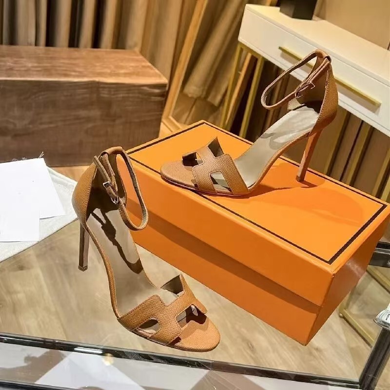 2026 One-Strap H High-Heeled Sandals Versatile Hollow Thin-Heeled High Heels Spring and Summer Overseas Version Ultra-High Heels