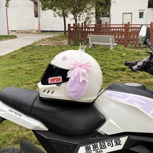 Plush Ear Helmet Decoration Pink Bow Purple Big Ear Dog Helmet Accessories