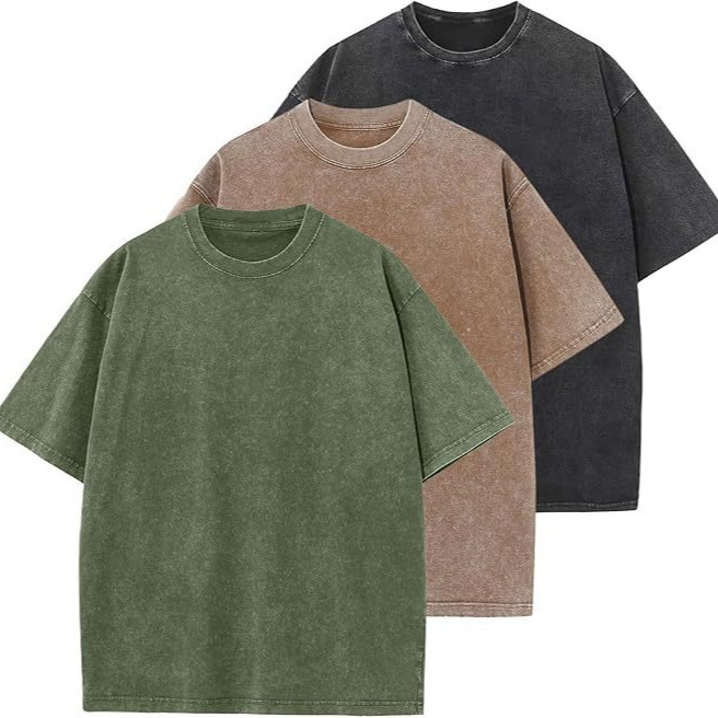 Customized Short-Sleeved Pure Cotton Work Clothes, Vintage Washed American-Style T-Shirts, Custom Printed with Photos, Words, and Logos
