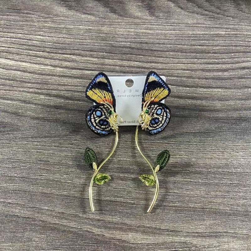 新しい蝶のロングイヤリング、パーソナライズされた刺繍、取り外し可能なイヤリング、その他|undefined