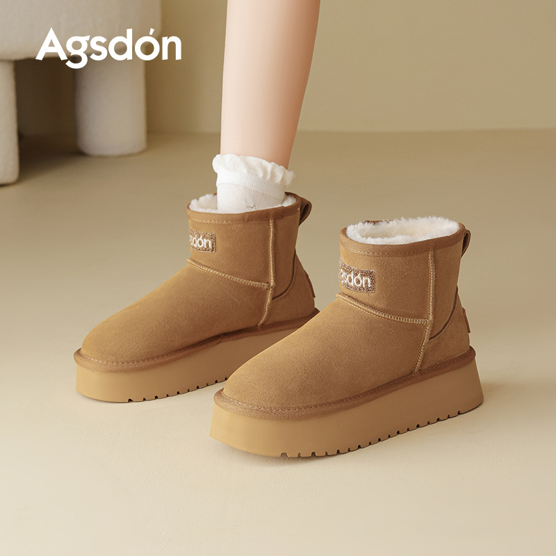 Botas de nieve para mujeres 2025 nuevo otoño y invierno con suela gruesa de lana y algodón grueso para usar botas cortas de pan