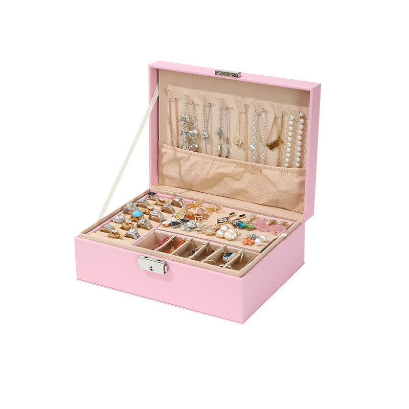 Caja de joyería de doble capa de gran capacidad pendientes de joyería accesorios para el cabello caja de almacenamiento anillo collar pendientes pulsera oreja stud caja