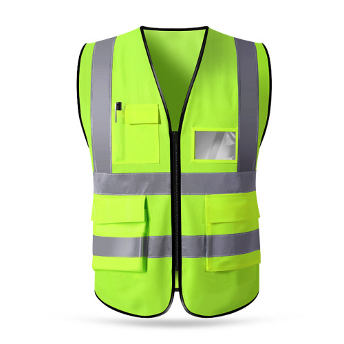 Multi-pocket reflective vest, safety waistcoat for sanitation and road maintenance workers, fluorescent clothing with printed LOGO, reflective vest