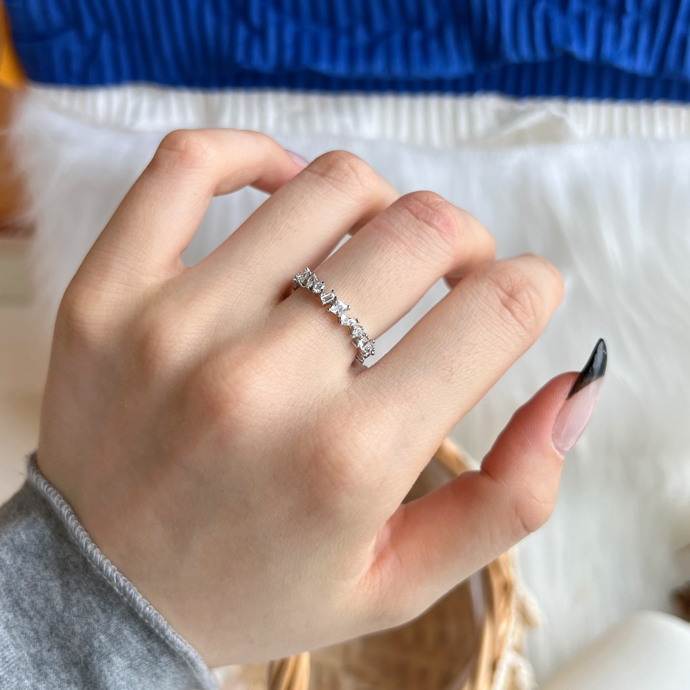 925 Sterling Silver Material 925 Sterling Silver Zircon U Shape Solid Color Rings