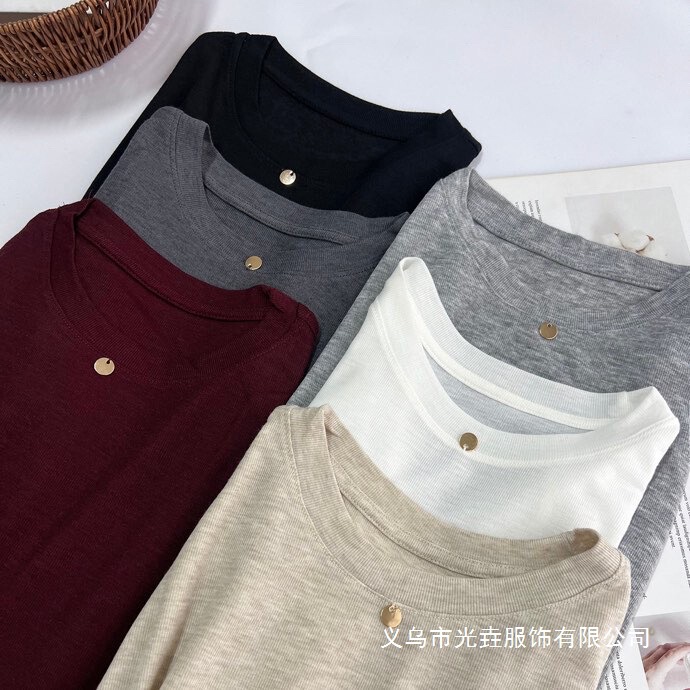2026 Spring Domestic First and Second Line Brands Ice Silk Wool Wave Element Round Neck Long Sleeve Solid Color Loose Fit Women's