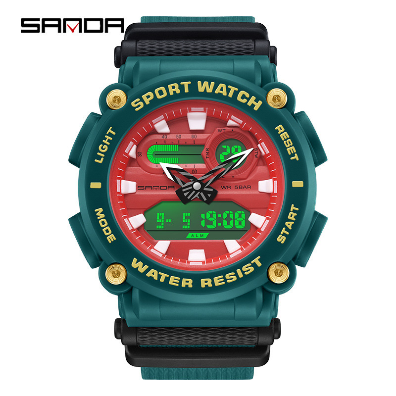 SANDA 3139 reloj electrónico multifuncional deportes al aire libre luminoso impermeable reloj de hombre simple reloj creativo
