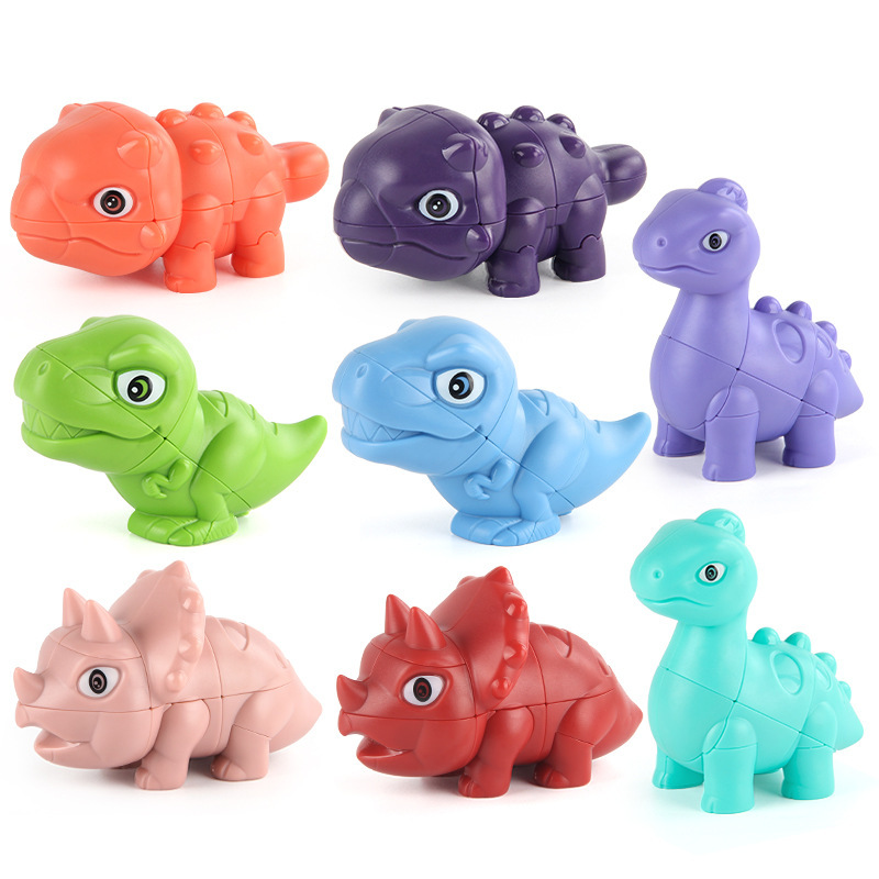 Simulación transfronteriza animal dinosaurio cubo rubico rotación color sólido de segundo orden alienígena dinosaurio espada dragón descompresión juego de juguetes cubo rubico