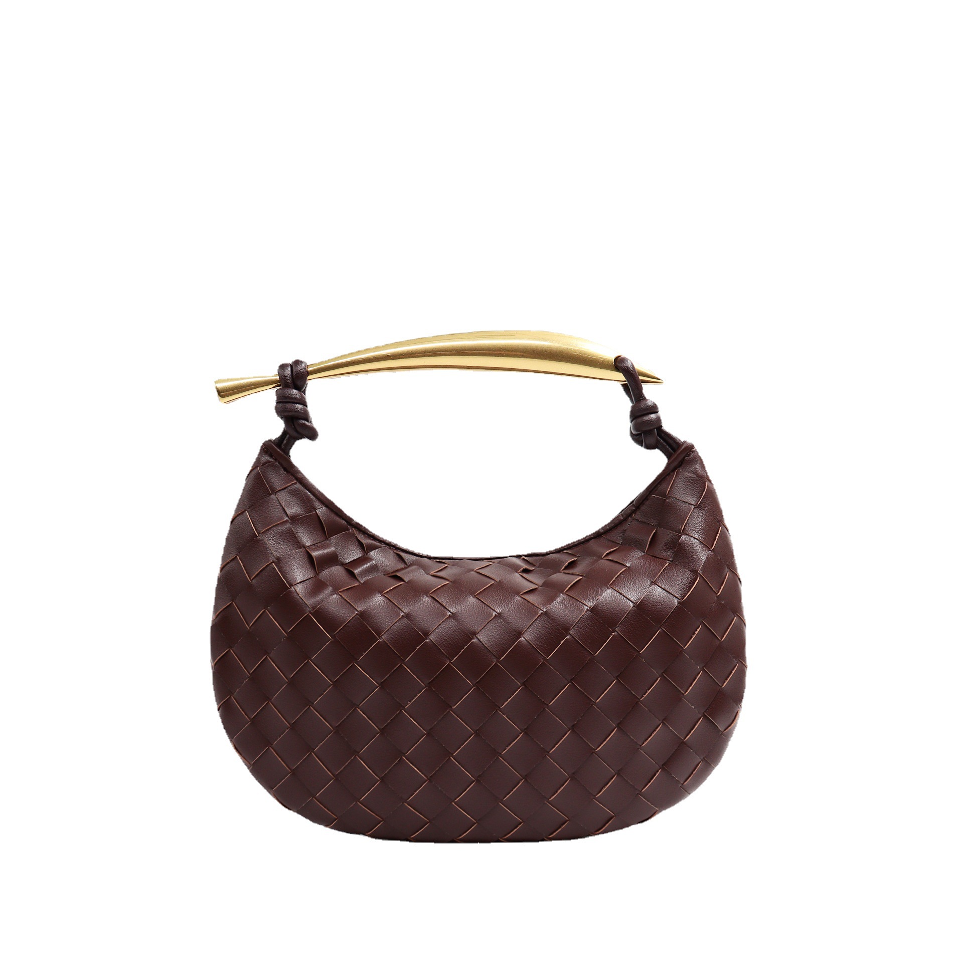 2024 venta caliente bolso tejido de tiburón bolso de bola de masa de mano de gran capacidad color sólido mango de metal bolso de cuero casual al por mayor