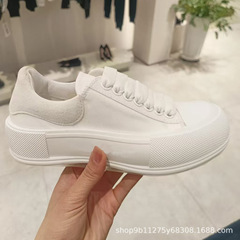东莞原厂原单2025新款MQ帆布鞋女真皮厚底增高小白鞋百搭休闲鞋男