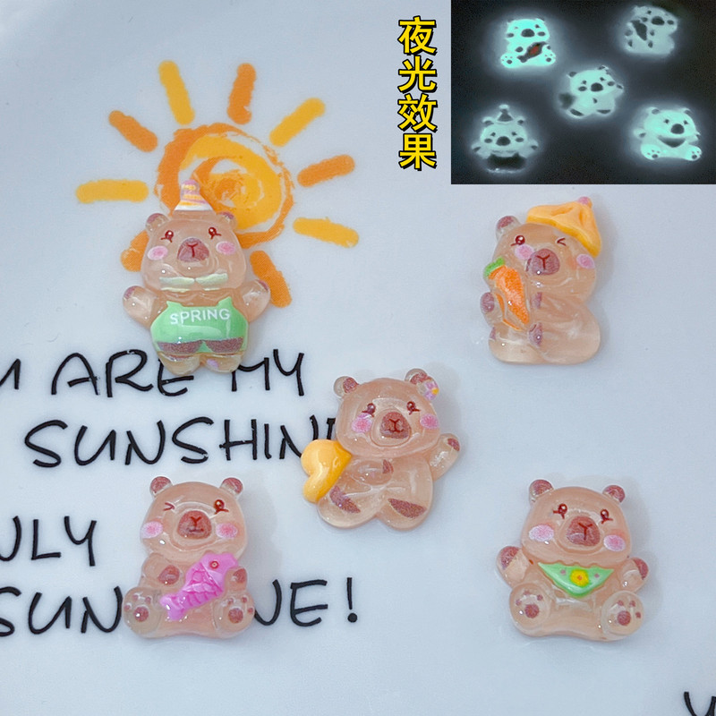 Luminous Transparent Carrot Holding Dress-up Fish Holding Capibala Hole Shoes Buckle Hairpin Cream Glue Resin Accessories