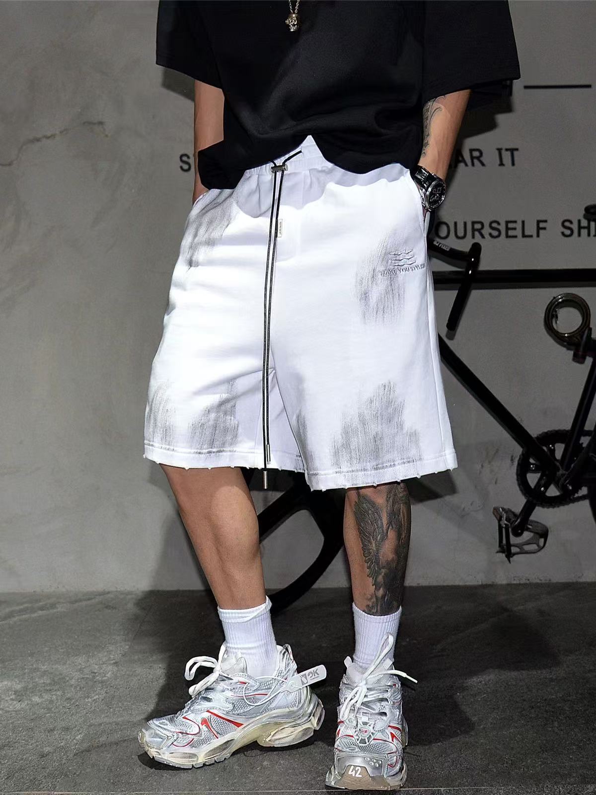 Comercio exterior marca de tendencia transfronteriza dibujada a mano hace viejos pantalones de verano pantalones retro pantalones deportivos casuales pantalones de estilo de vestir