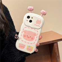 適用iphone14promax手機殼粉色立體小豬蘋果13新款可愛12女11硅膠