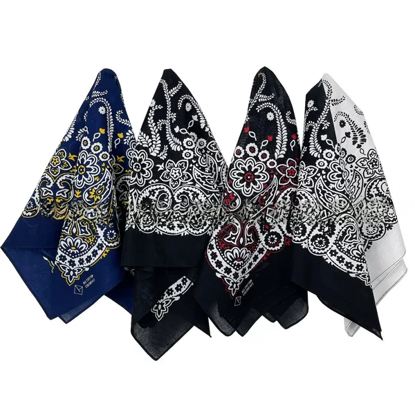 Amazon European and American cotton multi-functional amoeba cashew flower square scarf black and white stitching trendy hip hop headscarf hair band