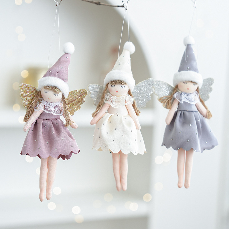 クリスマスの装飾品の新しいベルベットの足の女の子の天使のペンダントクリスマスツリーのペンダントの家庭のペンダント用品|undefined