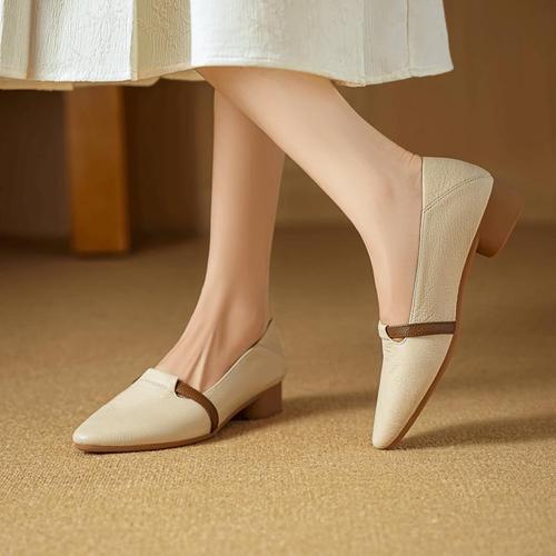 Spring and Autumn Pointed Head Black Low Heel Flat Soft Face Soft Sole Casual Matchable Comfortable Women's Shoes