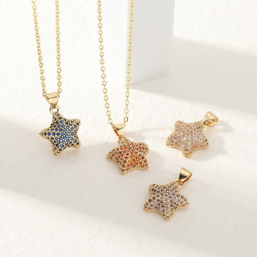 Fashion Heart Shape Copper Inlay Zircon Necklace