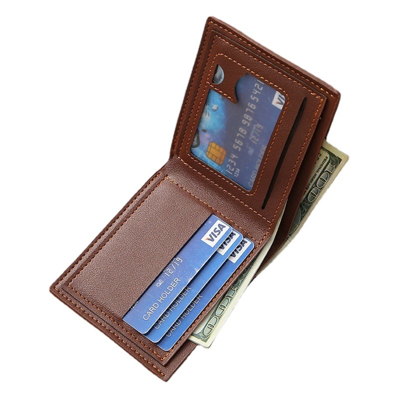 New Men's Wallet Men's Short Wallet Fashion Casual Litchi Pattern Soft Wallet Multi-Card Large Capacity Small Wallet