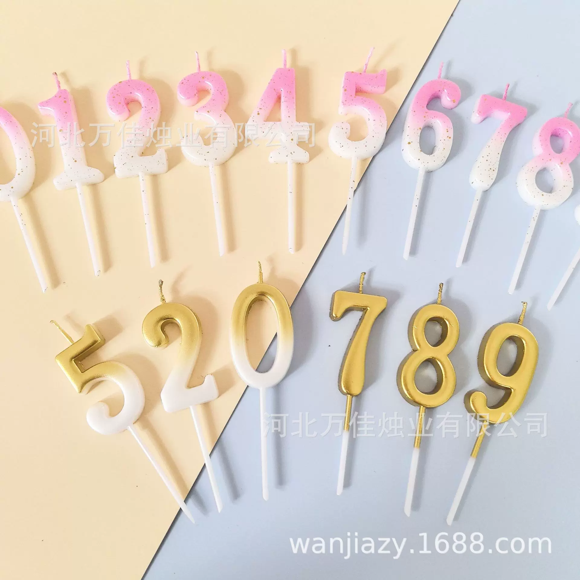 批发蛋糕装饰 金色数字蜡烛0-9数字生日蜡烛插件镀金蜡烛 烘