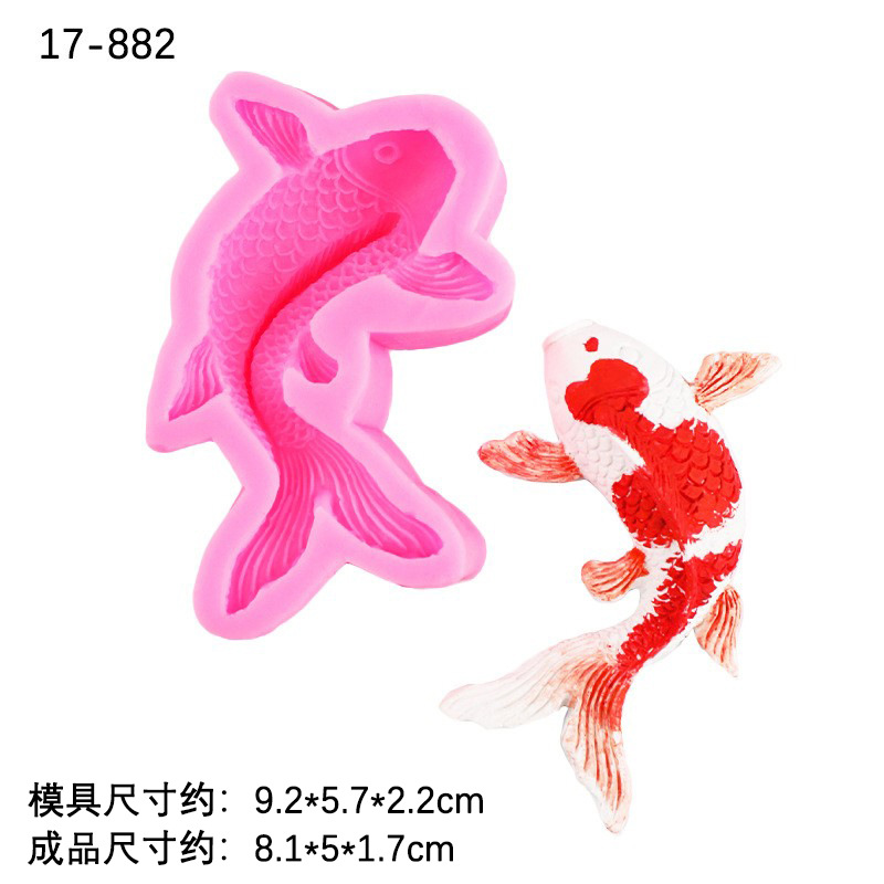 Grande y pequeño molde de silicona de carpa de chocolate para hornear decoración molde para hornear DIY Goldfish cake molde jalea fondant herramienta