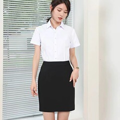 可定制logo印染正装春秋款百搭职业装通勤工作正装v领白衬衫女