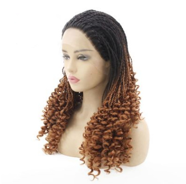 Comercio exterior europeo y americano pelucas de fibra química de encaje frente a la cubierta de la cabeza para mejorar el color de dos pequeñas trenzas más pequeños rollo de trenzas sucias LW0307