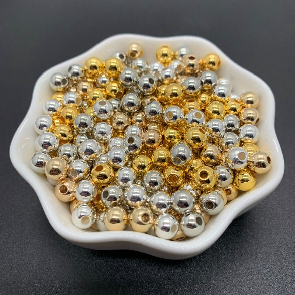 3-12mm plastic ccb spacer beads plating positioning beads loose beads straight hole round beads diy bracelet necklace accessories